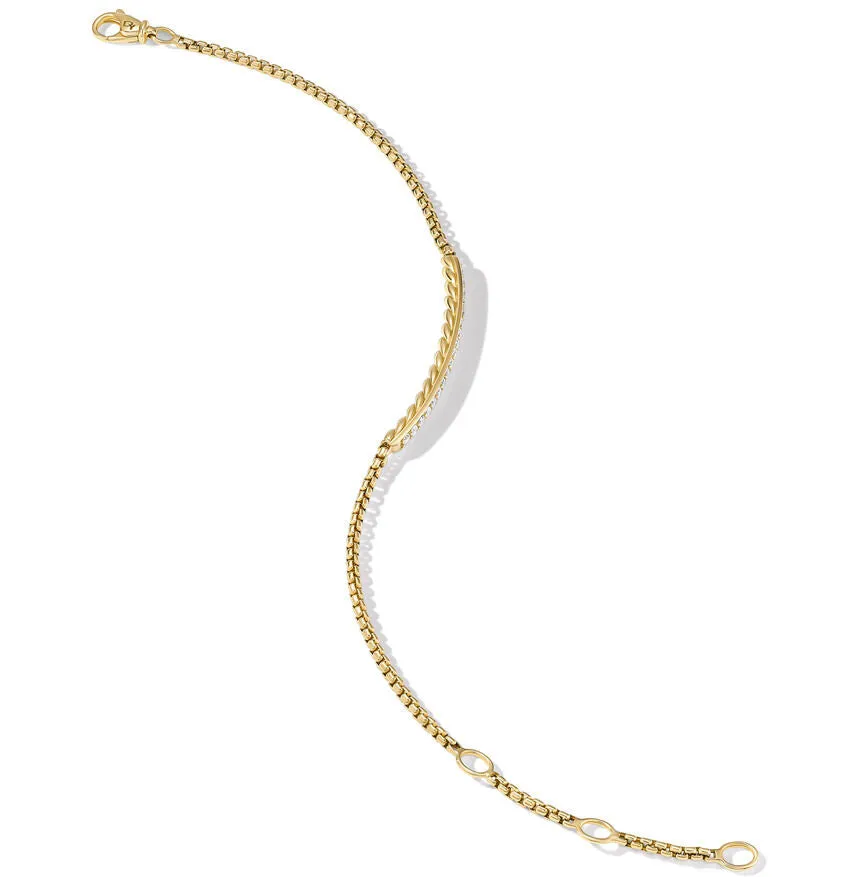 David Yurman Petite Pave Bar Bracelet in 18K Yellow Gold with Diamonds, 1.7mm