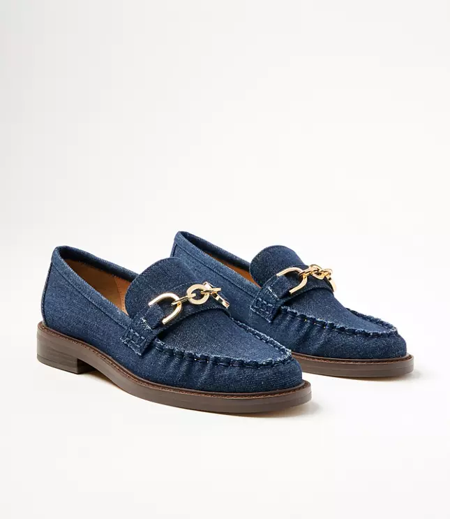 Denim Chain Loafers