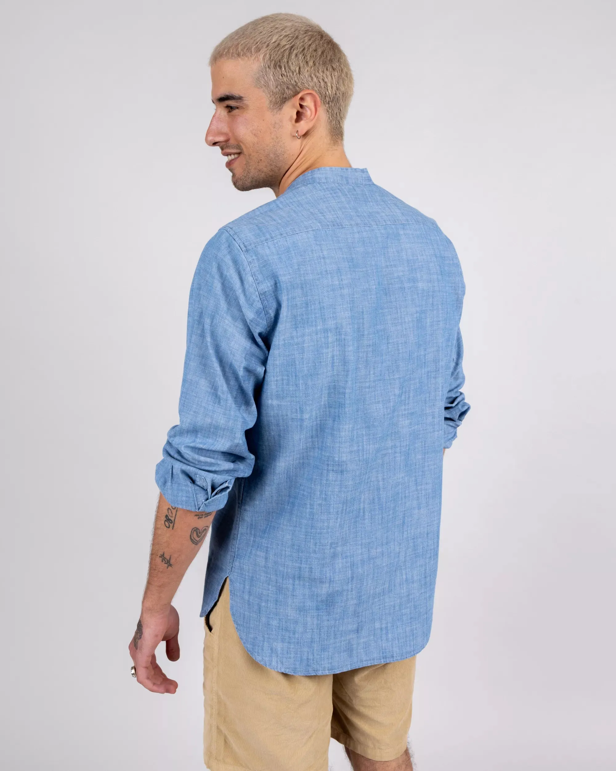 Denim Henley Shirt Indigo