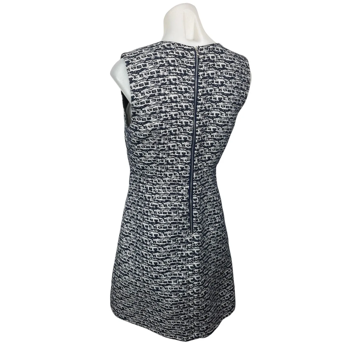 Diane Von Furstenberg Yvette Black White Tweed Sleeveless Mini Sheath Dress Sz 6