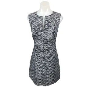 Diane Von Furstenberg Yvette Black White Tweed Sleeveless Mini Sheath Dress Sz 6