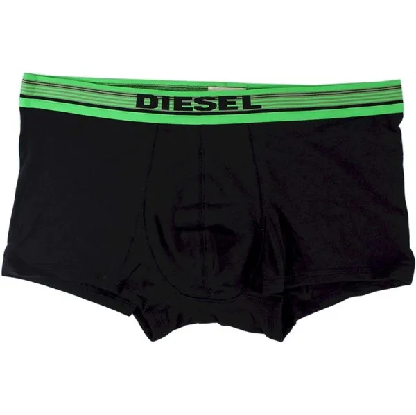 Diesel Men's Texas Black With Green Band Trunk Boxer Briefs