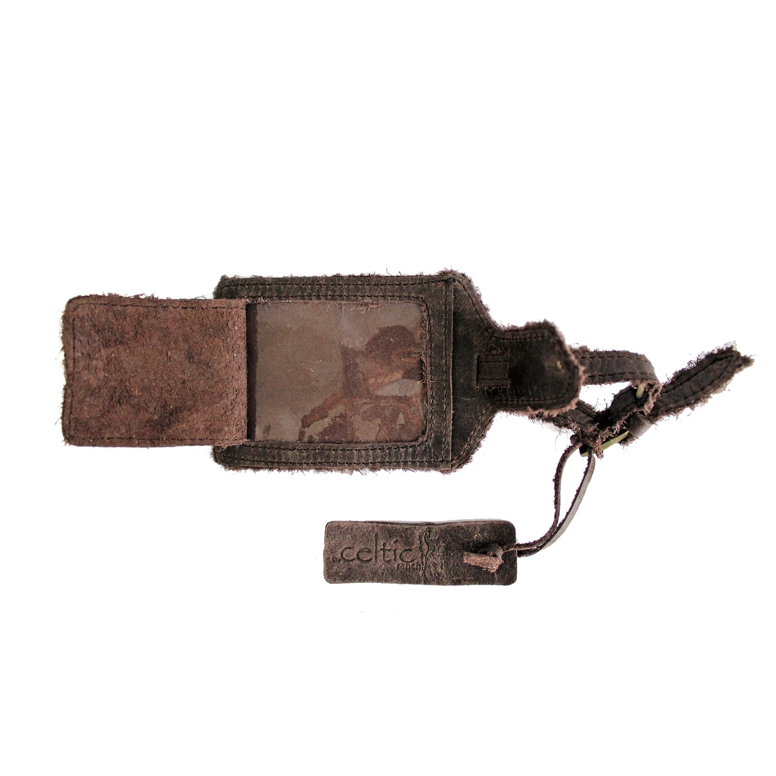 Distressed Leather Luggage Tag