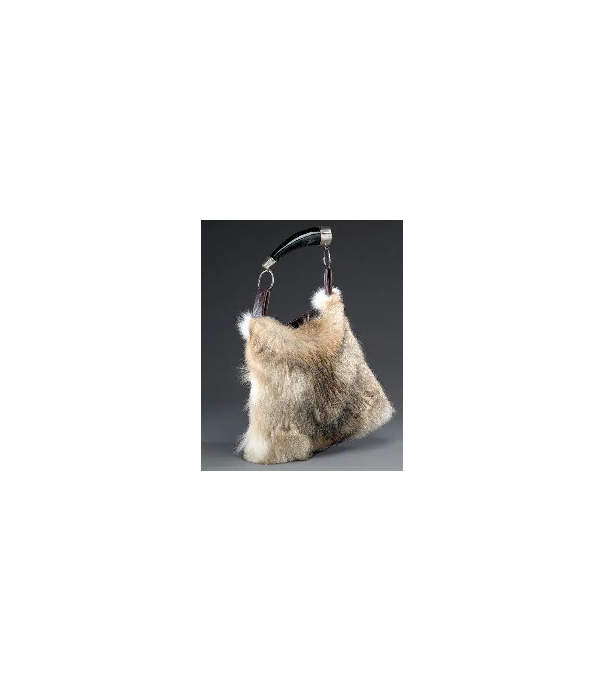 Dominique Coyote Fur Purse with Horn Handle : FurHatWorld.com