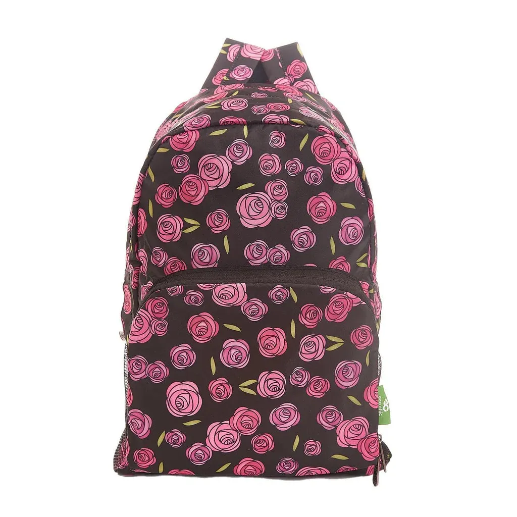 Eco Chic Lightweight Foldable Backpack Black Mackintosh Rose