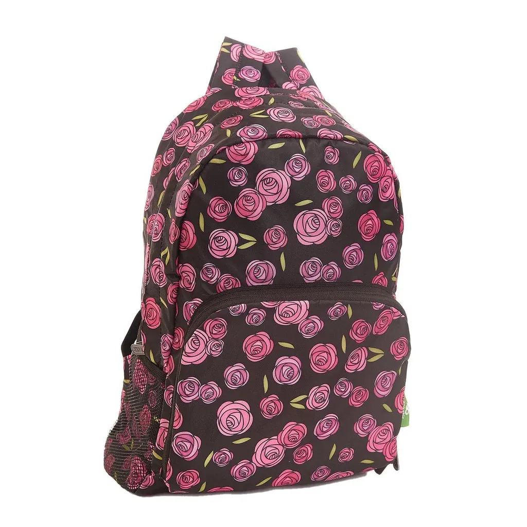 Eco Chic Lightweight Foldable Backpack Black Mackintosh Rose