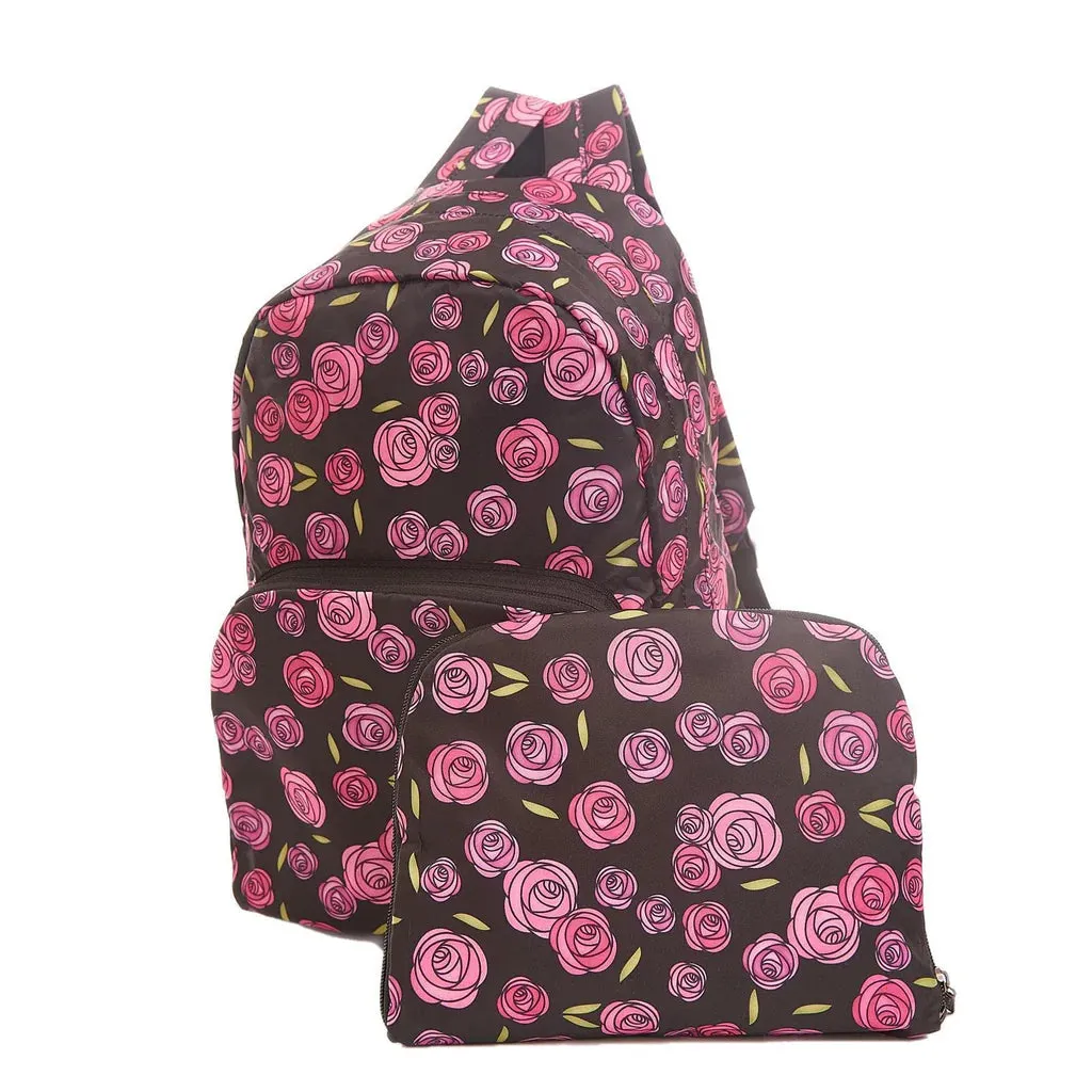 Eco Chic Lightweight Foldable Backpack Black Mackintosh Rose