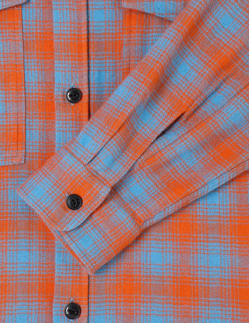 Edwin Big Long Sleeve Shirt Parisian Blue Tangerine Tango