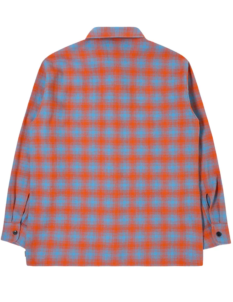 Edwin Big Long Sleeve Shirt Parisian Blue Tangerine Tango