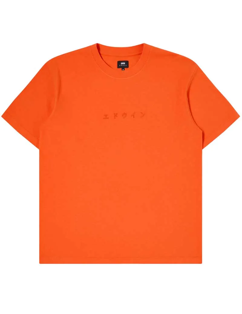 Edwin Katakana Embroidery T-Shirt Tangerine Tango