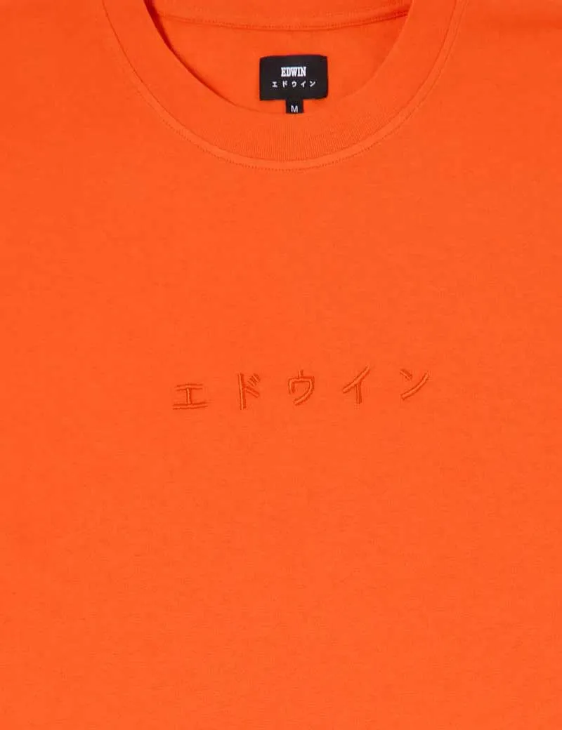 Edwin Katakana Embroidery T-Shirt Tangerine Tango