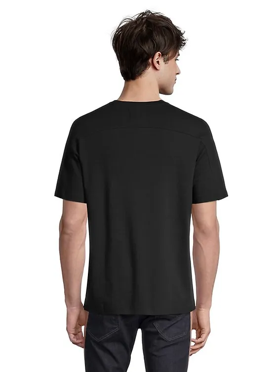 E+L Tech Men's Henley Button Tee - BLACK