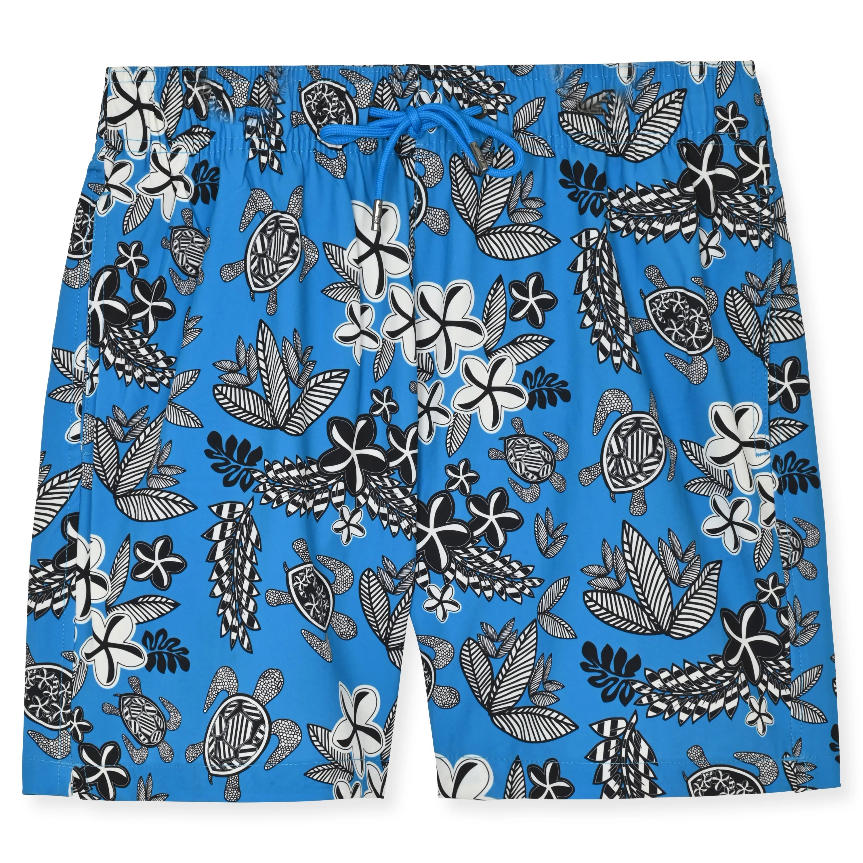 Electric Blue Geo Turtles Swim Trunk