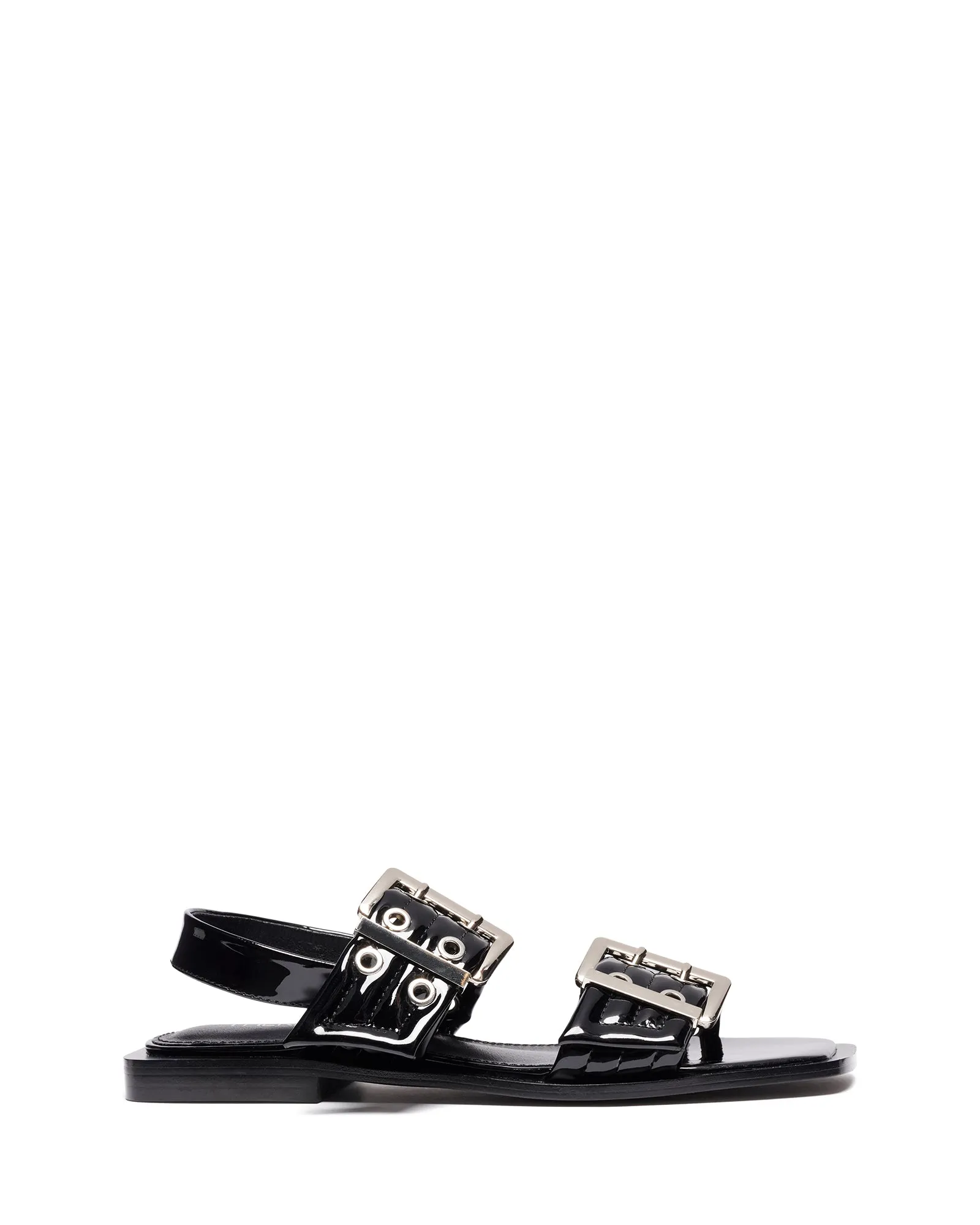 Elemental Slingback Flat Sandal Black Patent