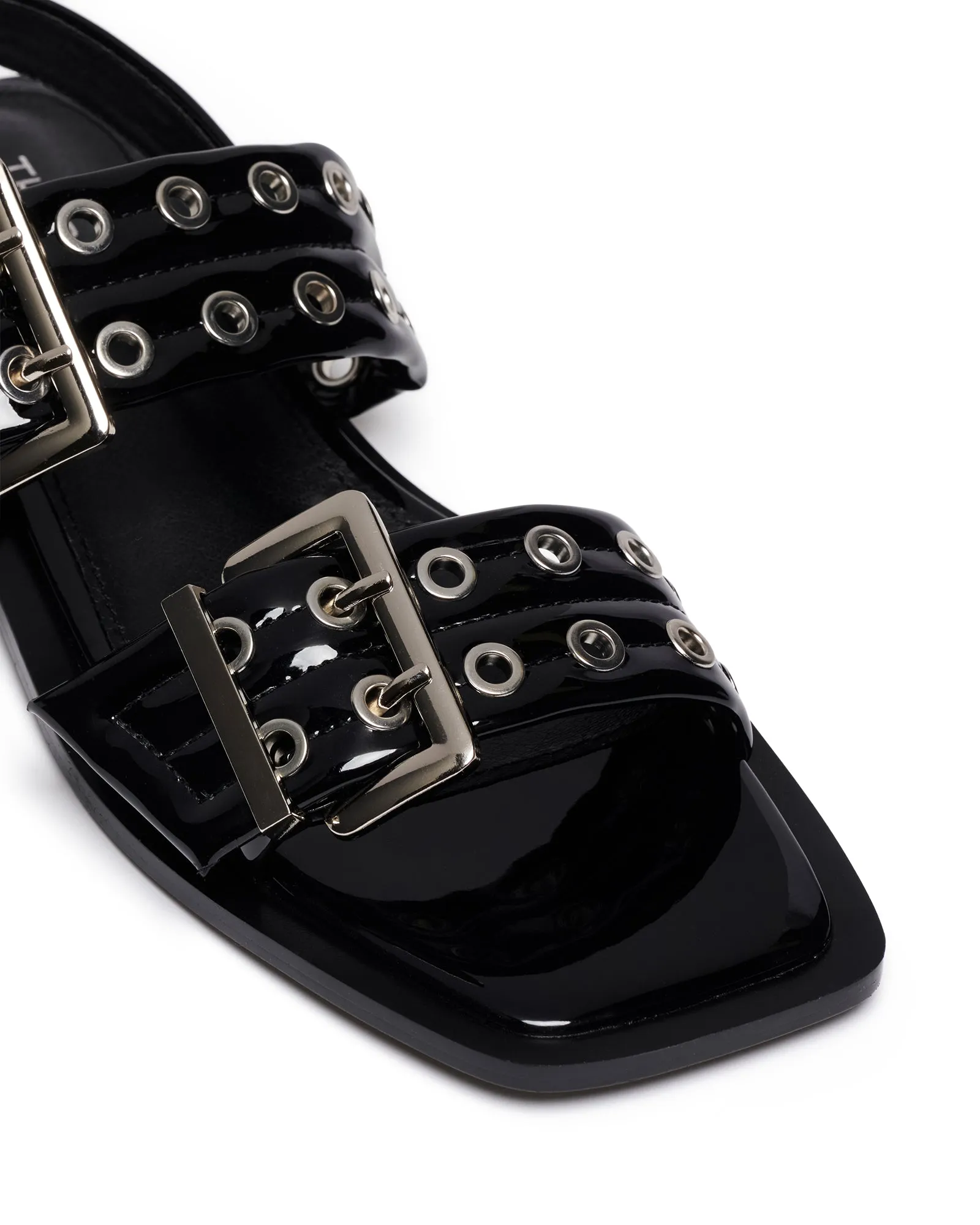 Elemental Slingback Flat Sandal Black Patent