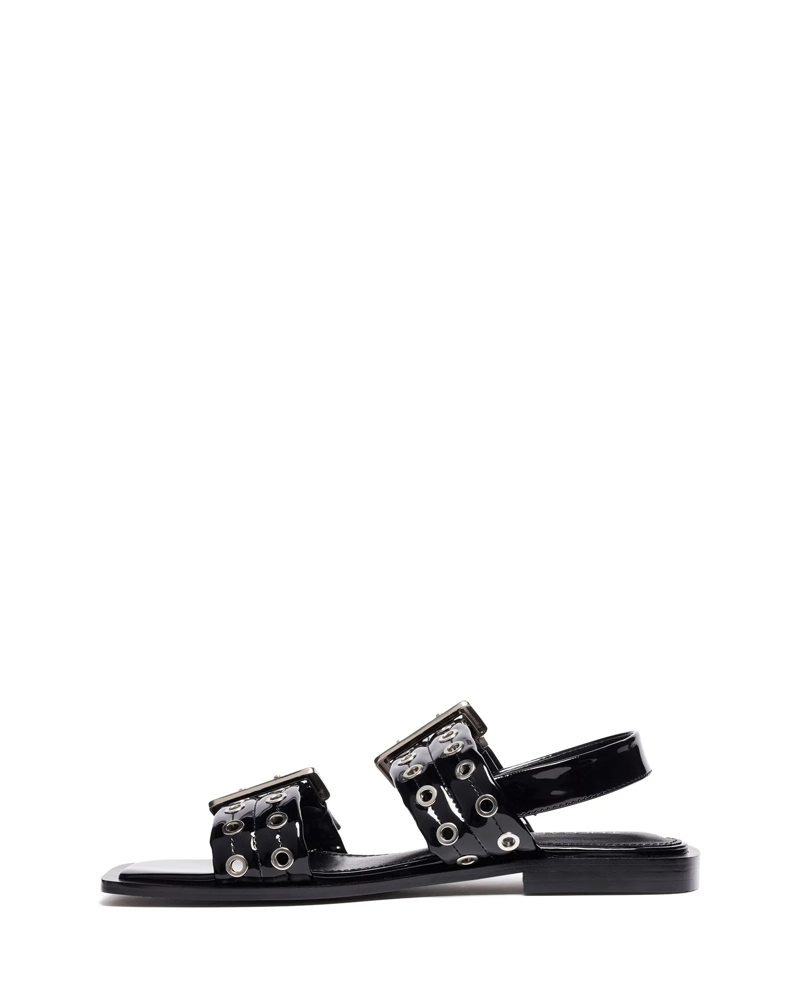 Elemental Slingback Flat Sandal Black Patent