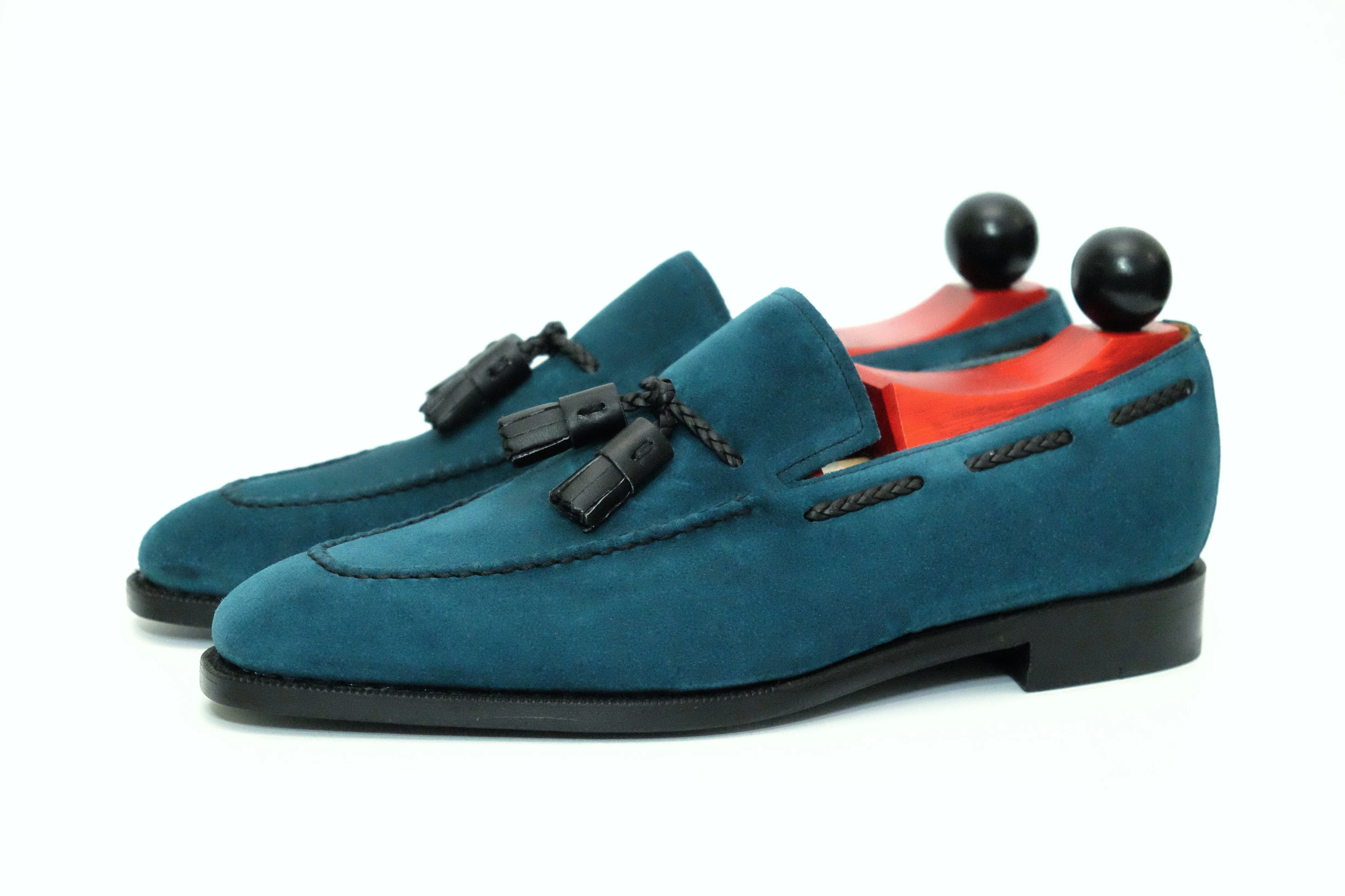 Eskapa - MTO - Teal Suede / Black Tassel - LPB Last - Single Leather Sole