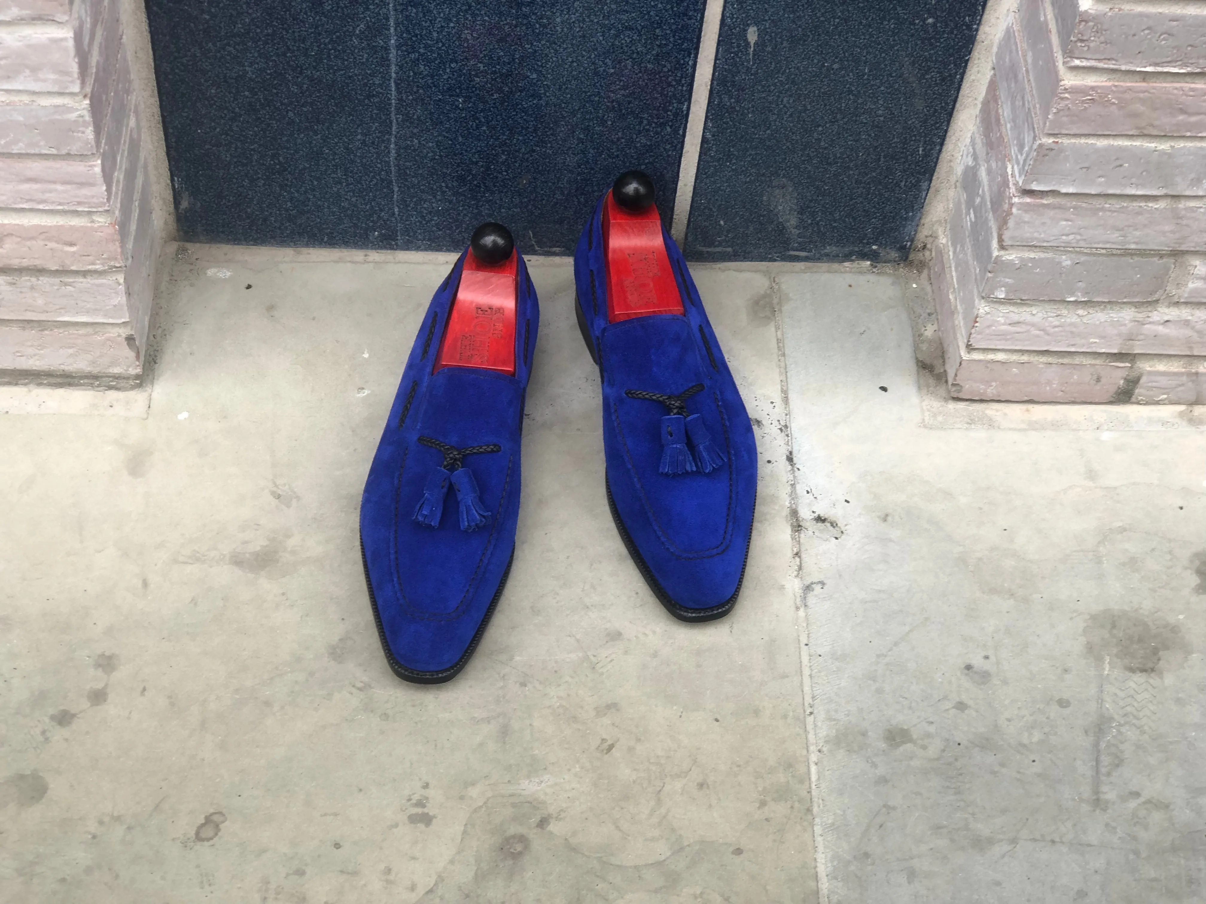 Eskapa - MTO - Vivid Blue Suede - LPB Last - Single Leather Sole