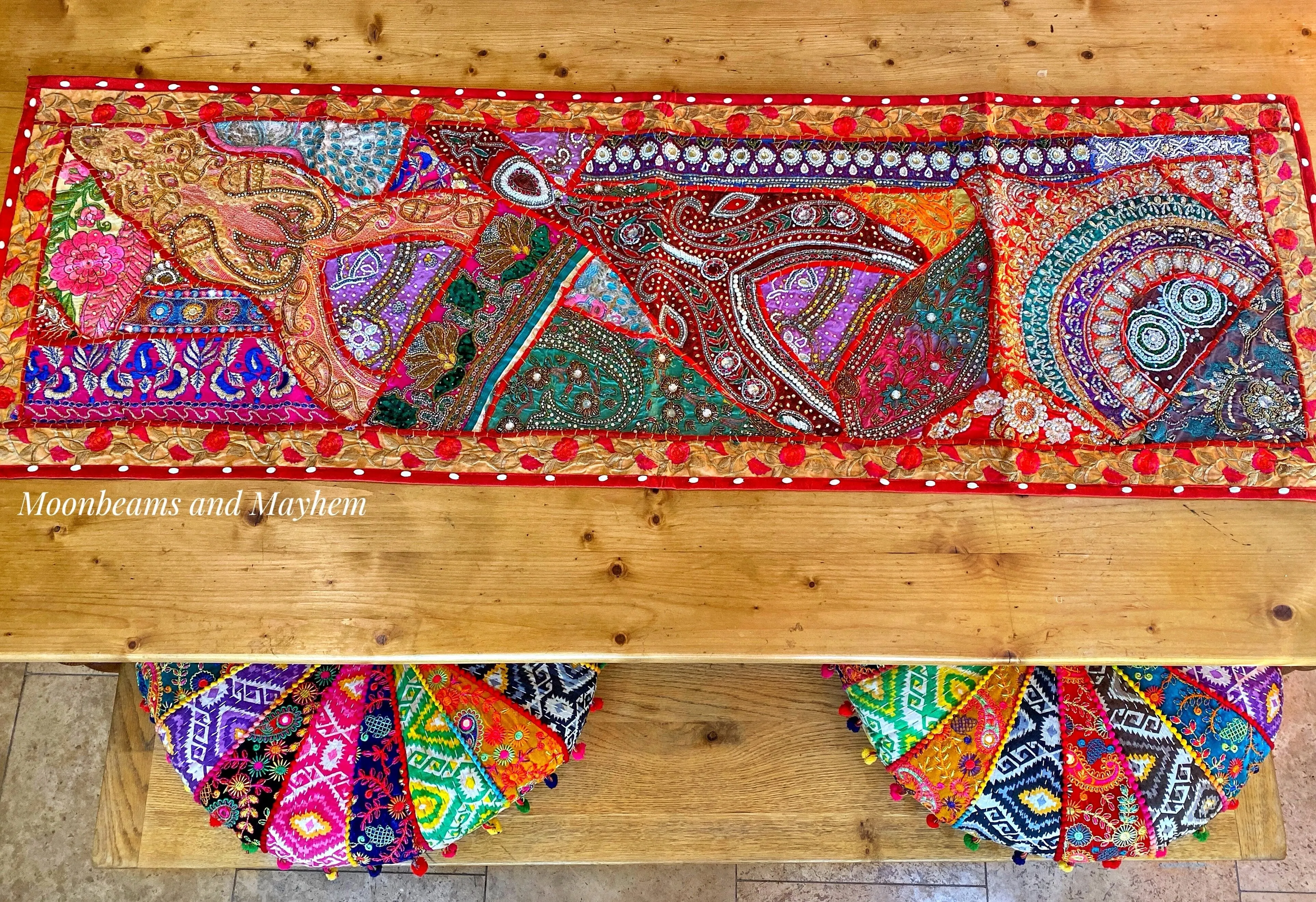 EXQUISITE RED INDIAN TABLE RUNNER / WALL HANGING