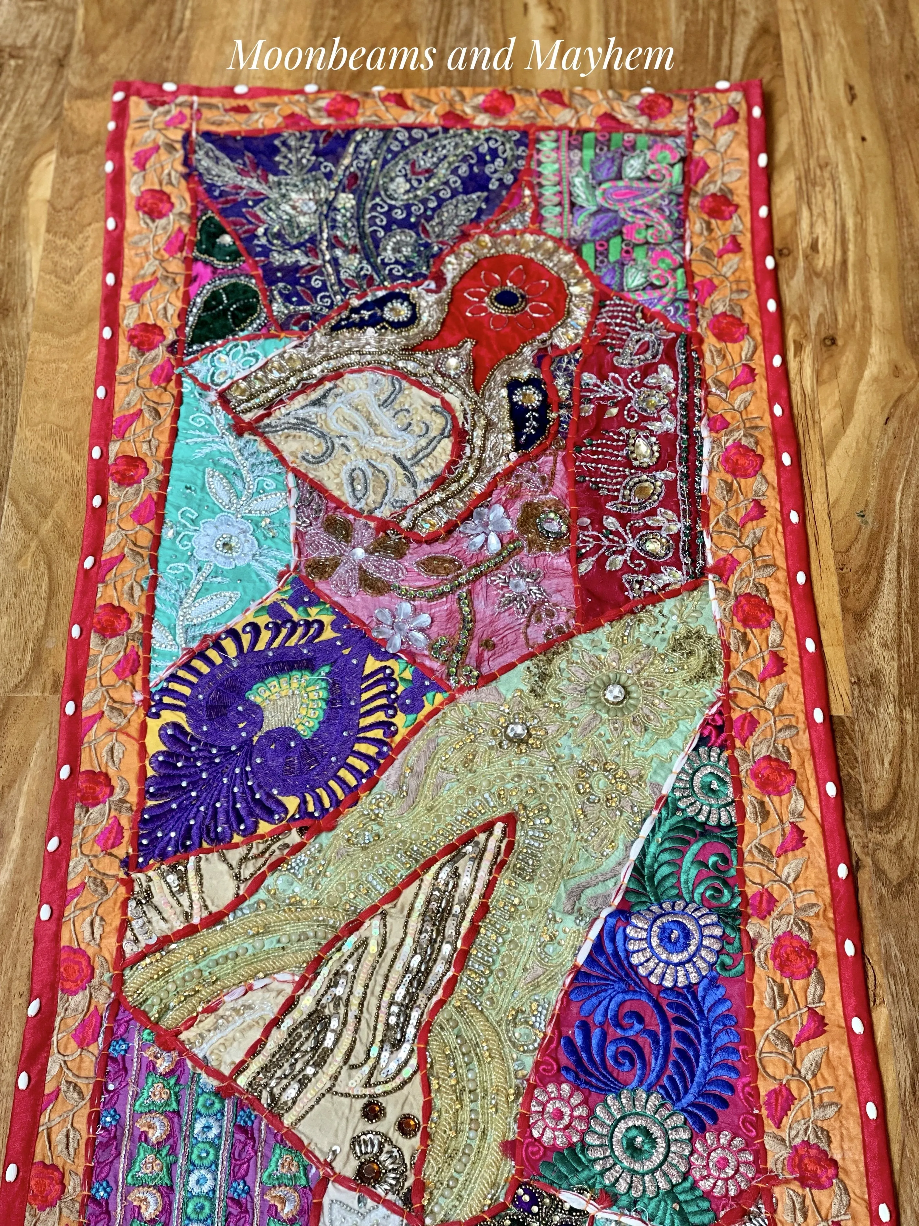 EXQUISITE RED INDIAN TABLE RUNNER / WALL HANGING