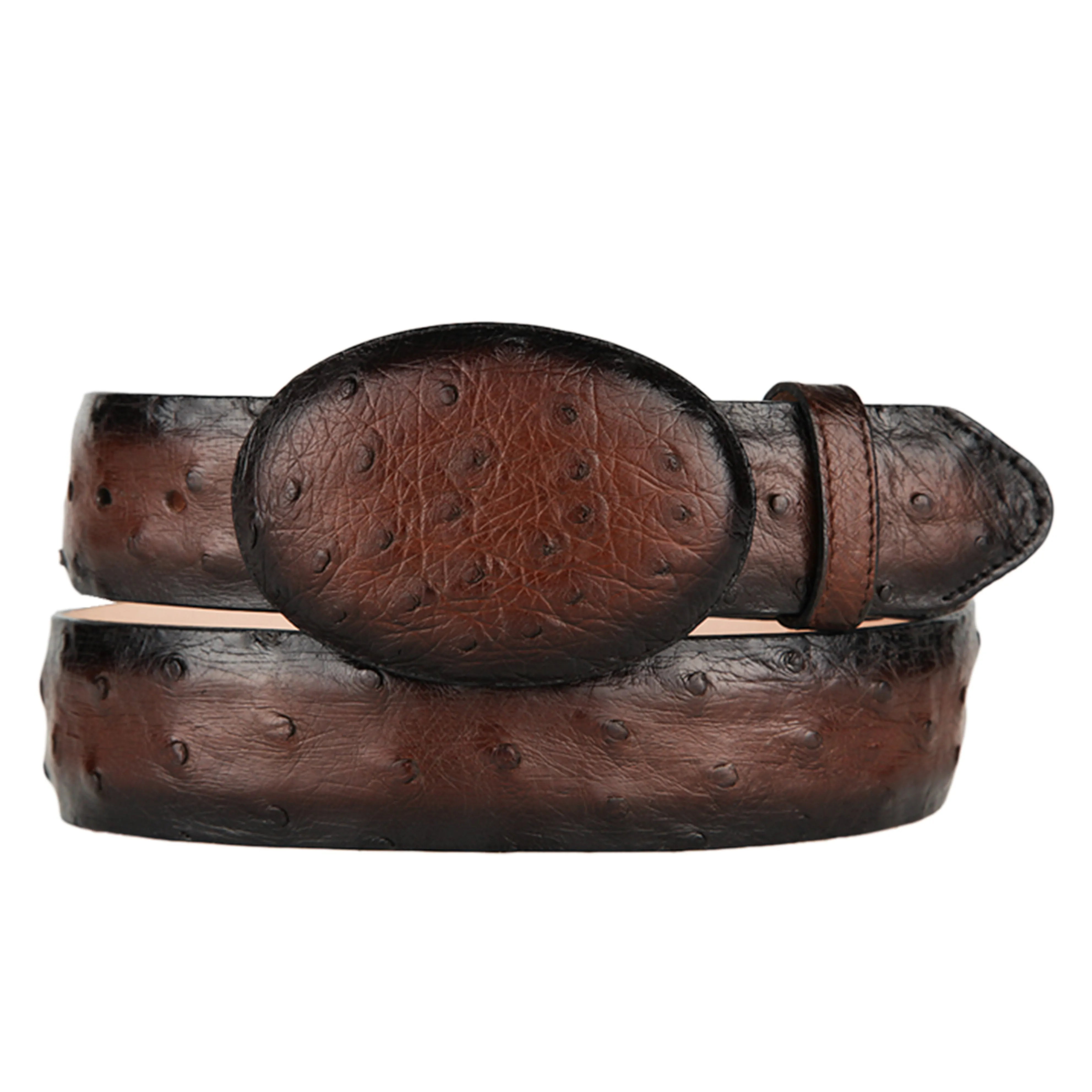 Faded Brown Ostrich Cowboy Belt