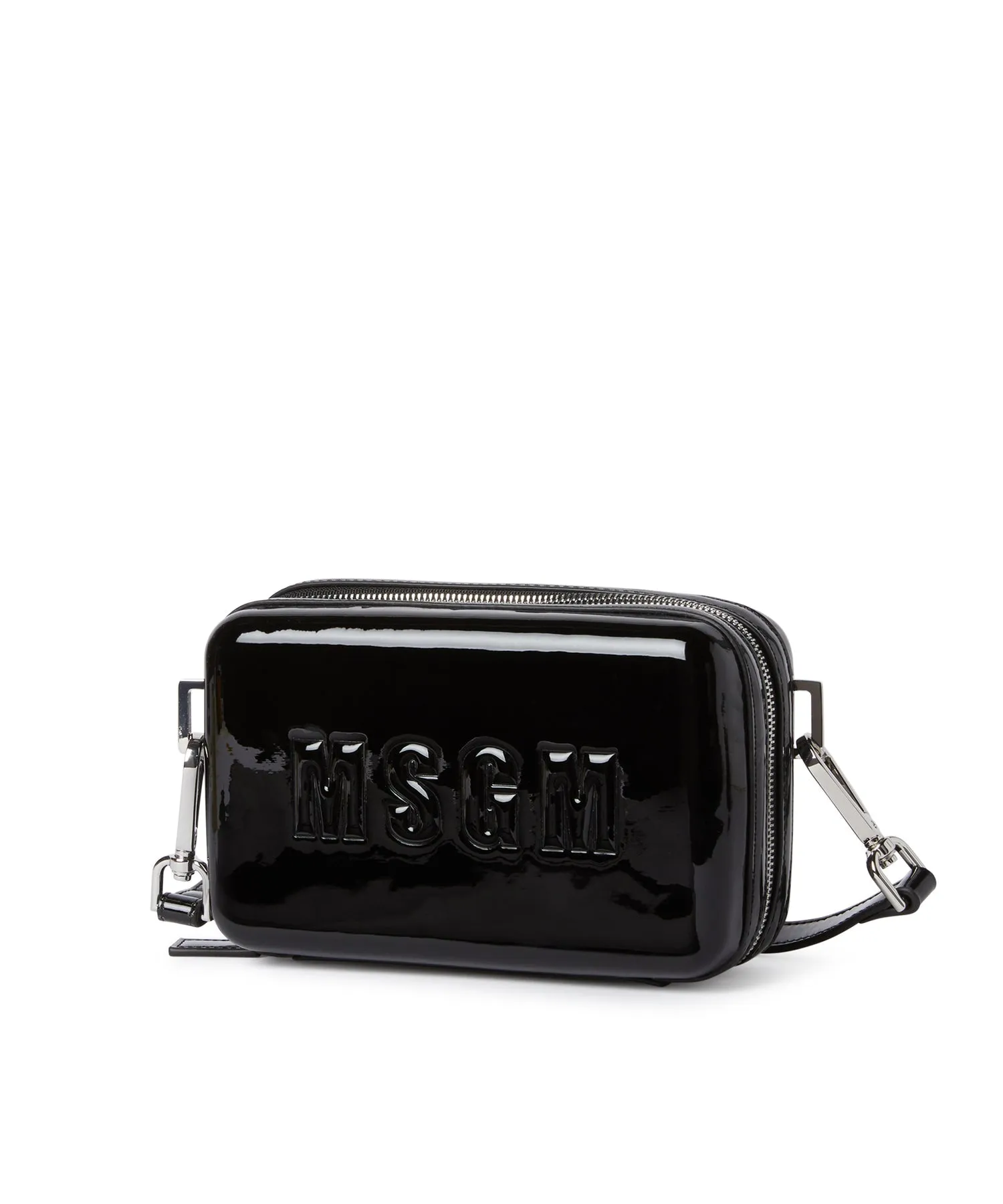 Faux fur pouch with embossed MSGM logo Black