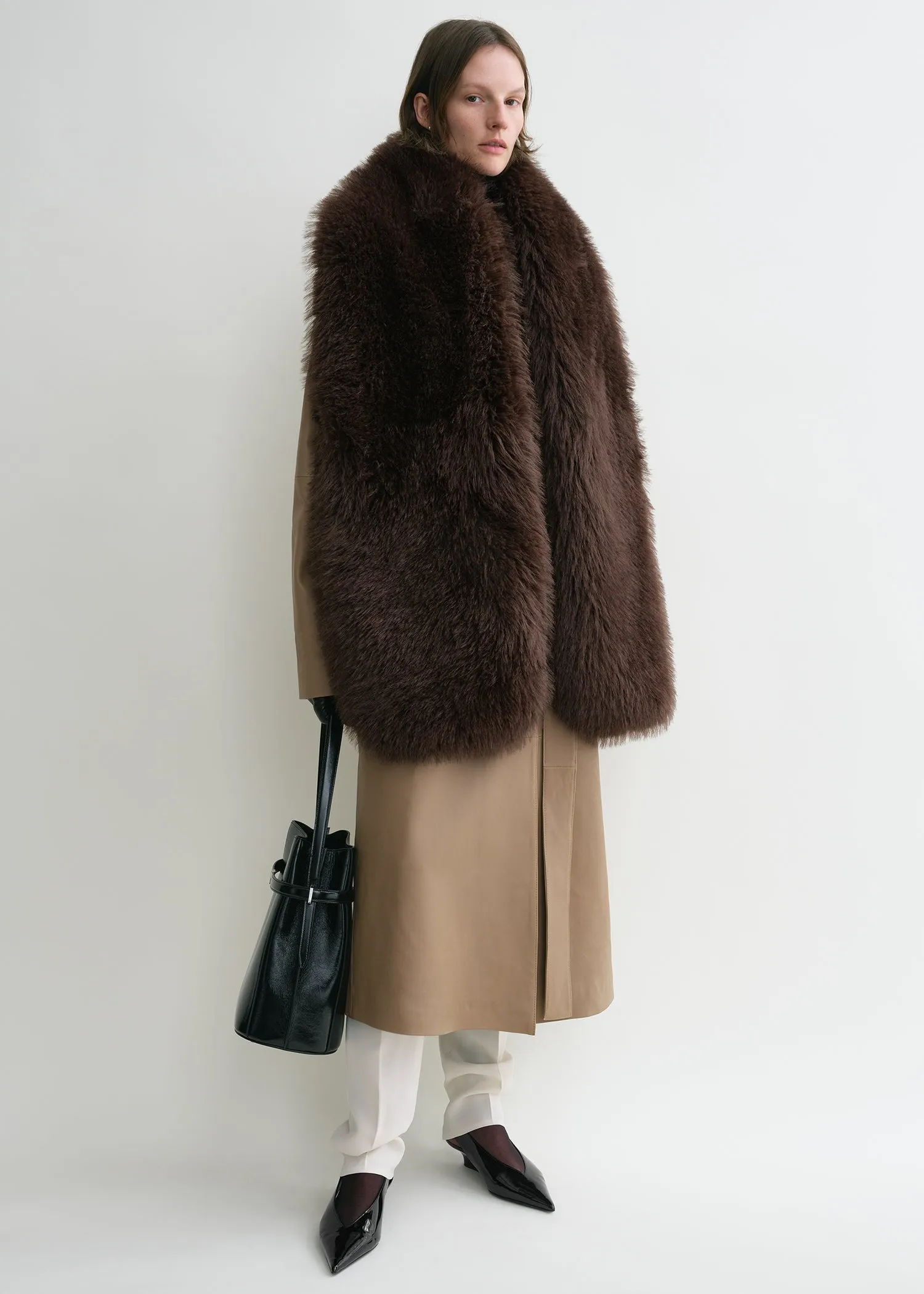 Faux fur stole beaver brown