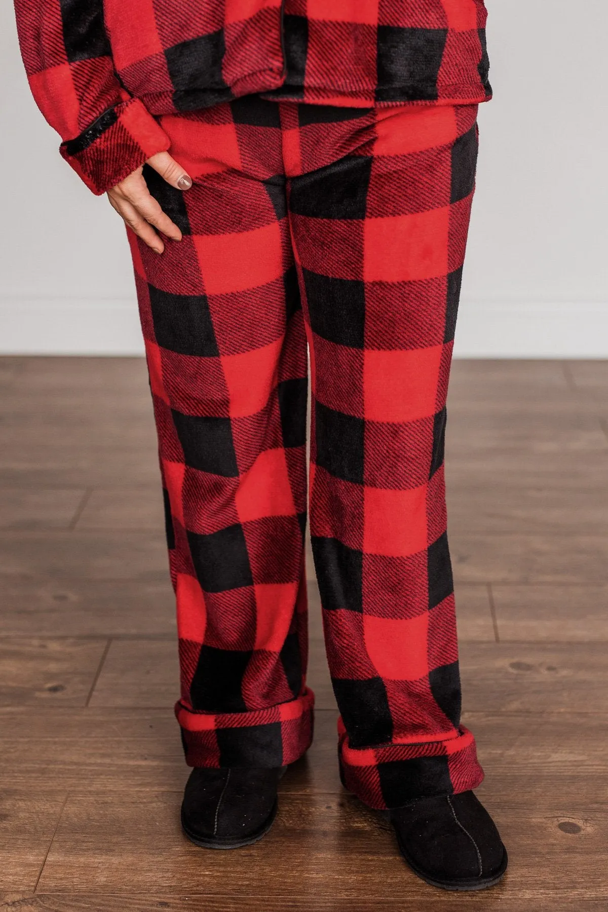 Fireside Comfort Buffalo Plaid Lounge Bottoms- Red