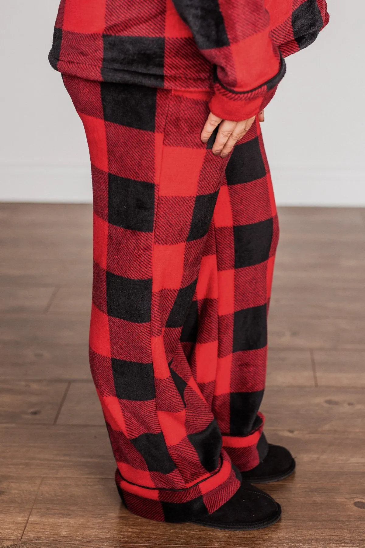 Fireside Comfort Buffalo Plaid Lounge Bottoms- Red