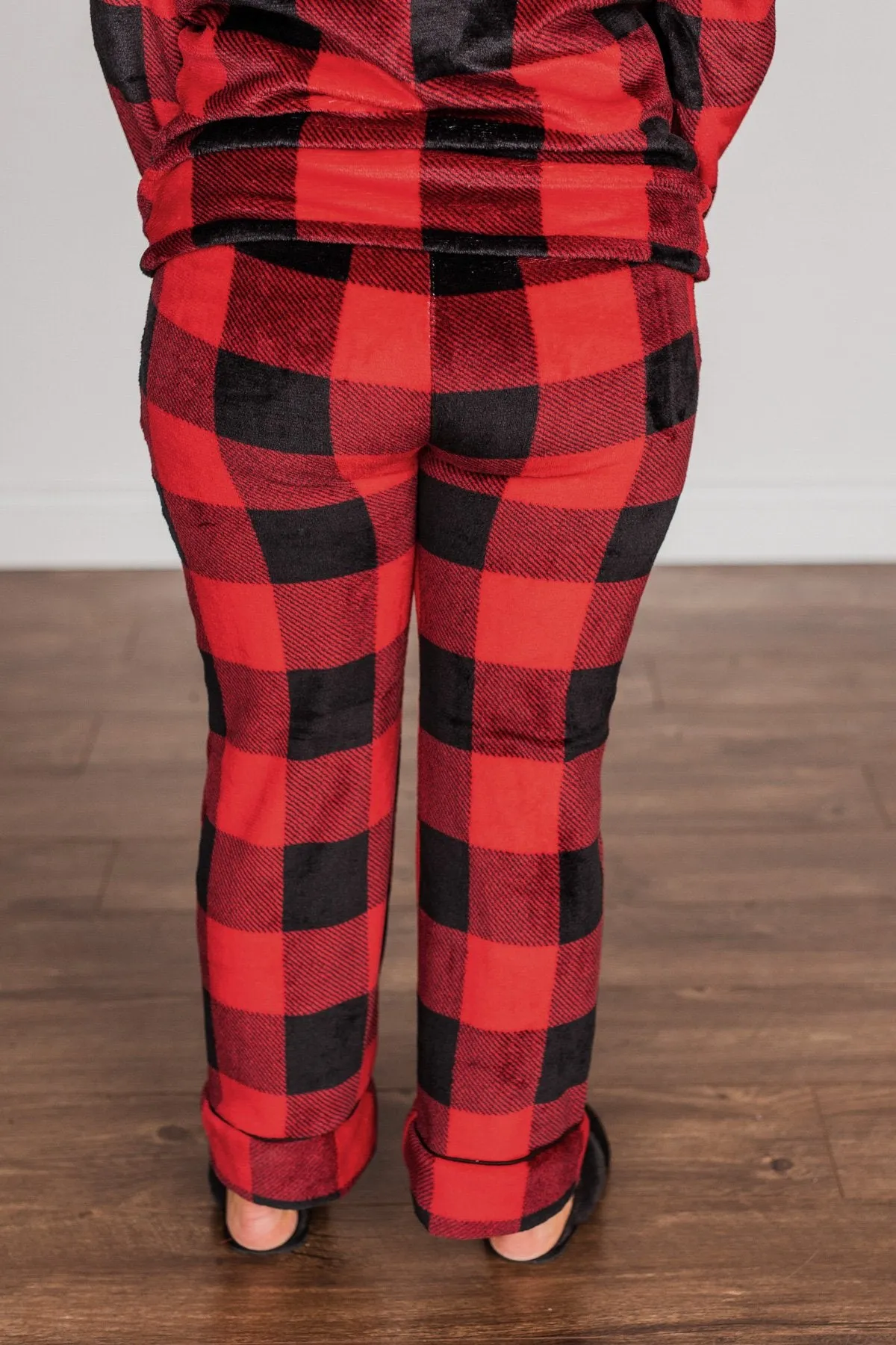 Fireside Comfort Buffalo Plaid Lounge Bottoms- Red