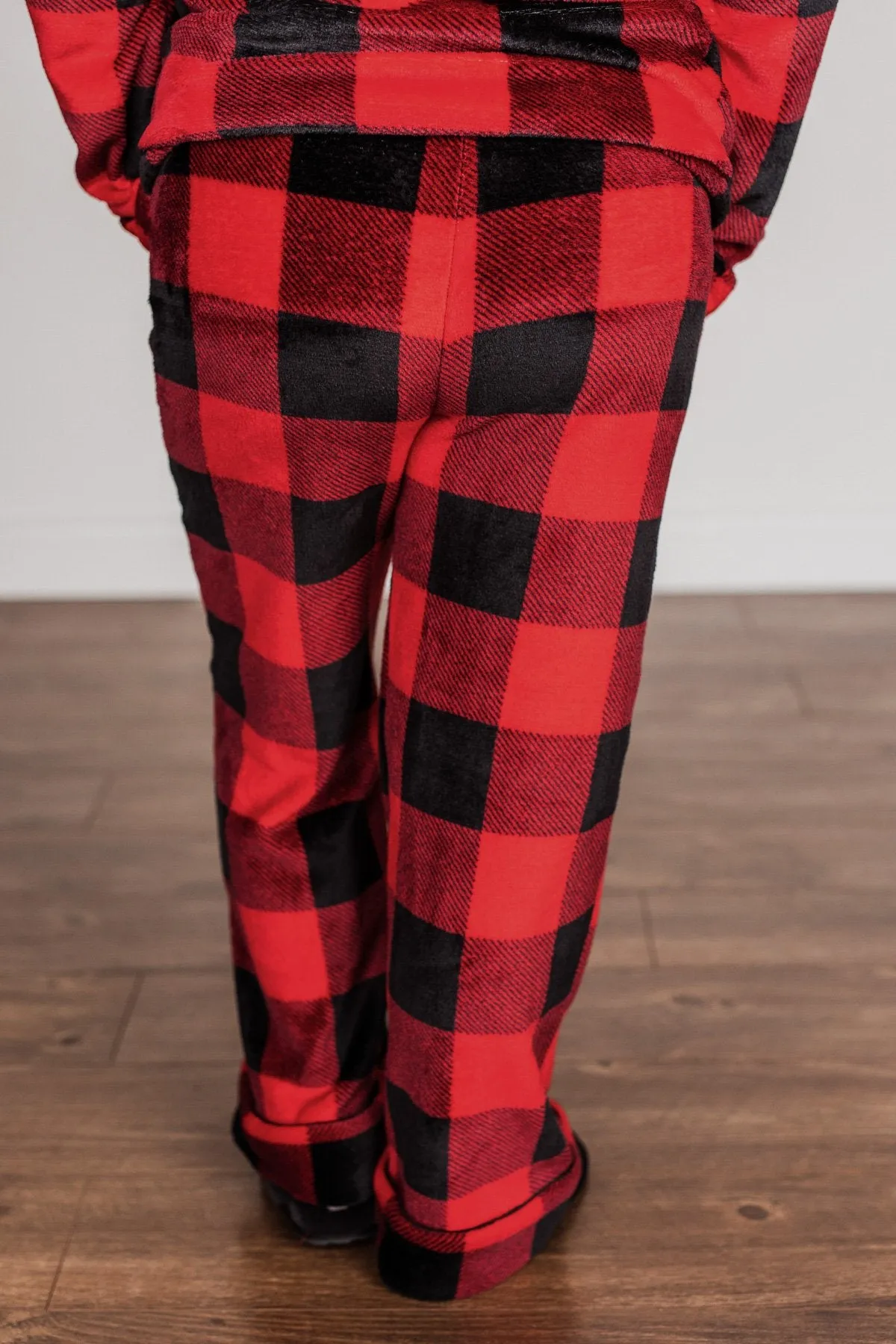 Fireside Comfort Buffalo Plaid Lounge Bottoms- Red