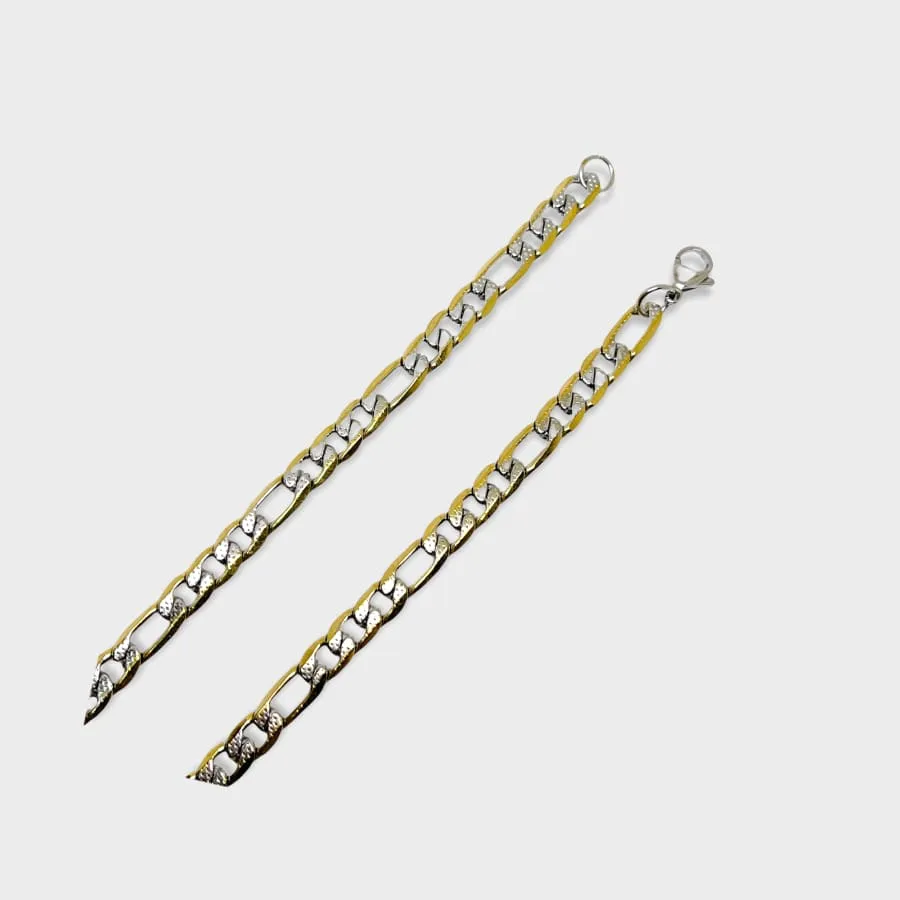 Flat figaro stainless steel and gold plated 6.5mm chain