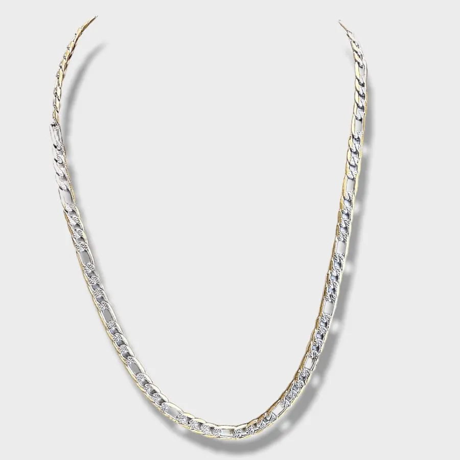 Flat figaro stainless steel and gold plated 6.5mm chain