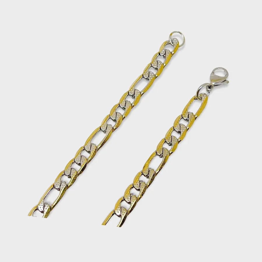 Flat figaro stainless steel and gold plated 6.5mm chain