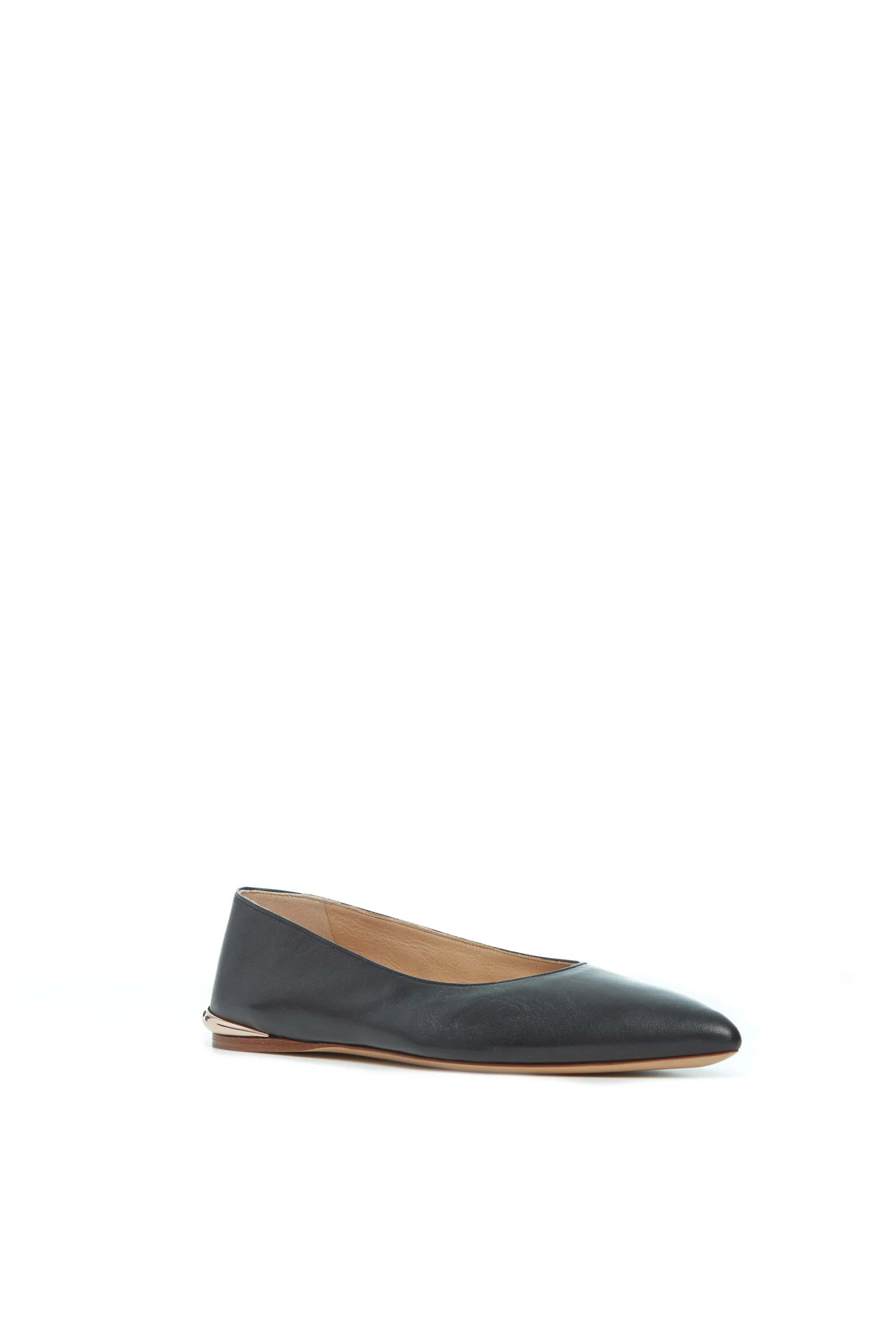 Fleur Ballerina Flat in Black Leather