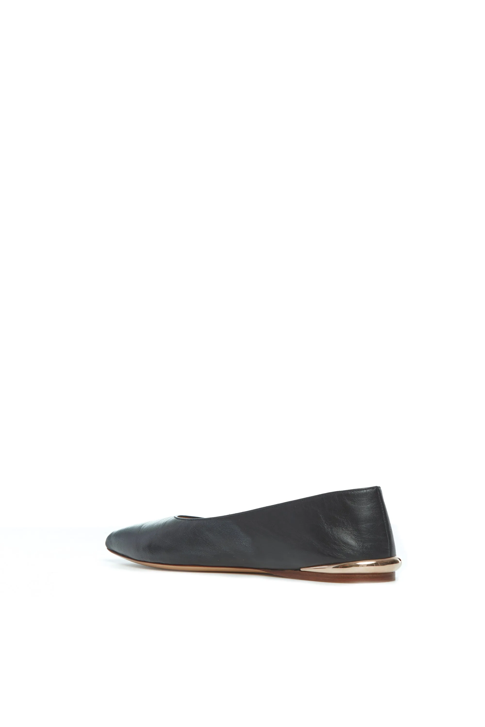 Fleur Ballerina Flat in Black Leather