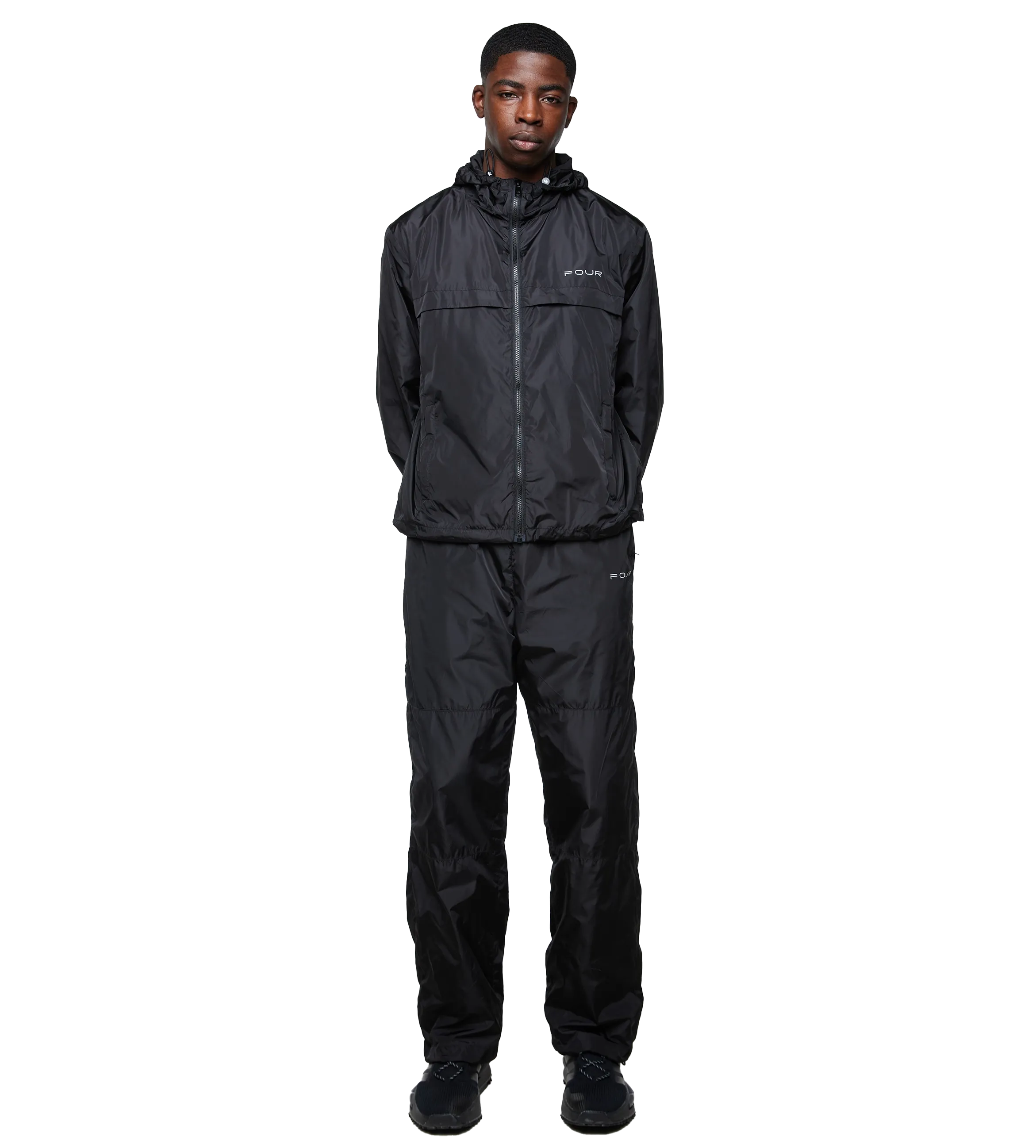 FOUR    Sport Windbreaker Nylon Pants Black