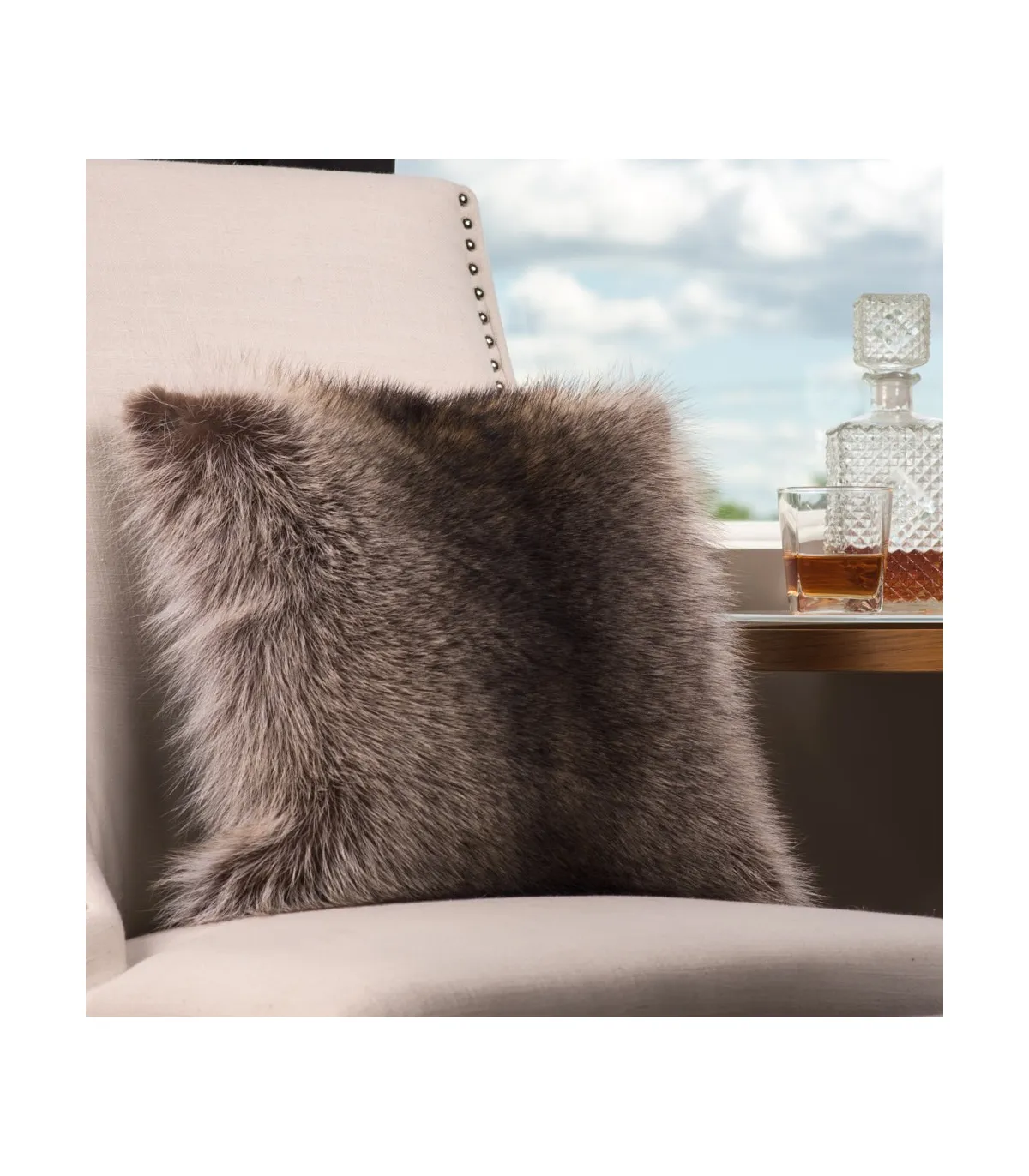 Full Pelt Raccoon Fur Pillow: FurSource.com