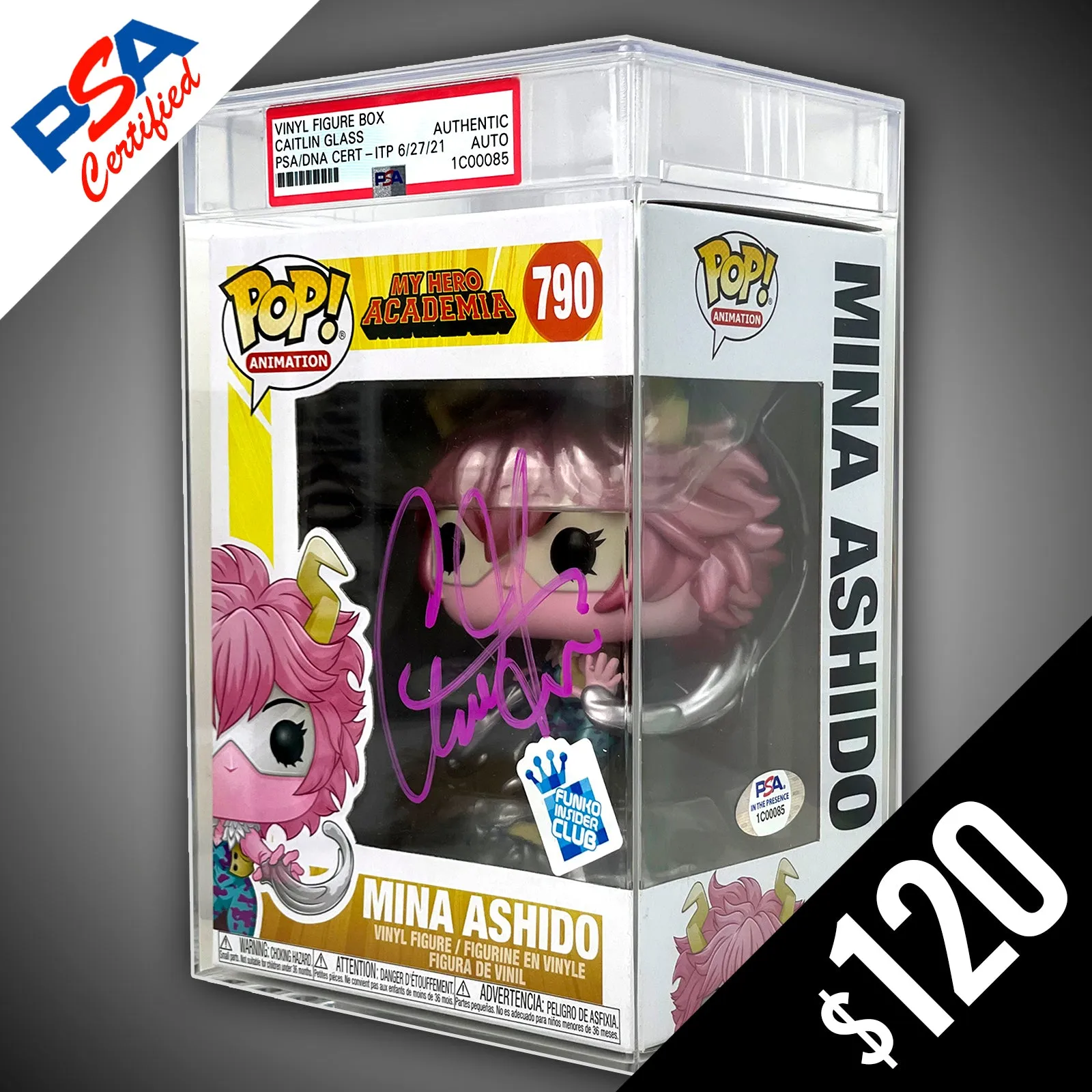 Funko Pop! MHA: Mina Ashido #790 - SIGNED by Caitlin Glass (ENCASED - PSA Certified)