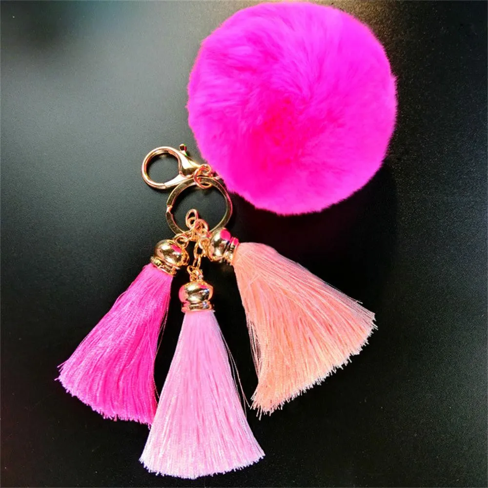 Fur Ball Imitate Rabbit Anime Keychain Fur Ball Tassel Car Keychain Handbag Key Ring Feida