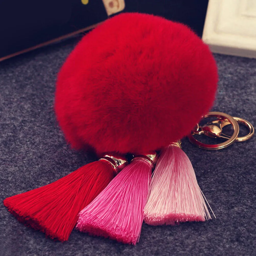 Fur Ball Imitate Rabbit Anime Keychain Fur Ball Tassel Car Keychain Handbag Key Ring Feida