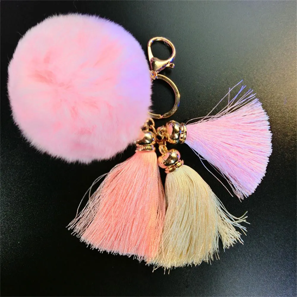 Fur Ball Imitate Rabbit Anime Keychain Fur Ball Tassel Car Keychain Handbag Key Ring Feida