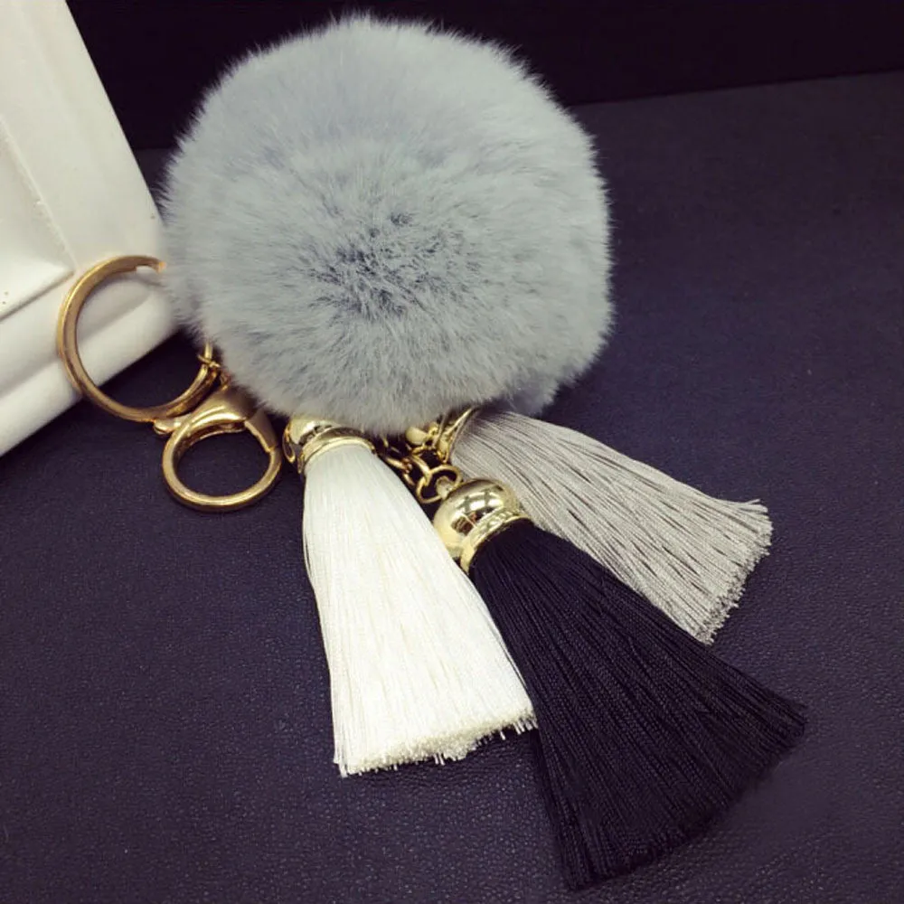 Fur Ball Imitate Rabbit Anime Keychain Fur Ball Tassel Car Keychain Handbag Key Ring Feida