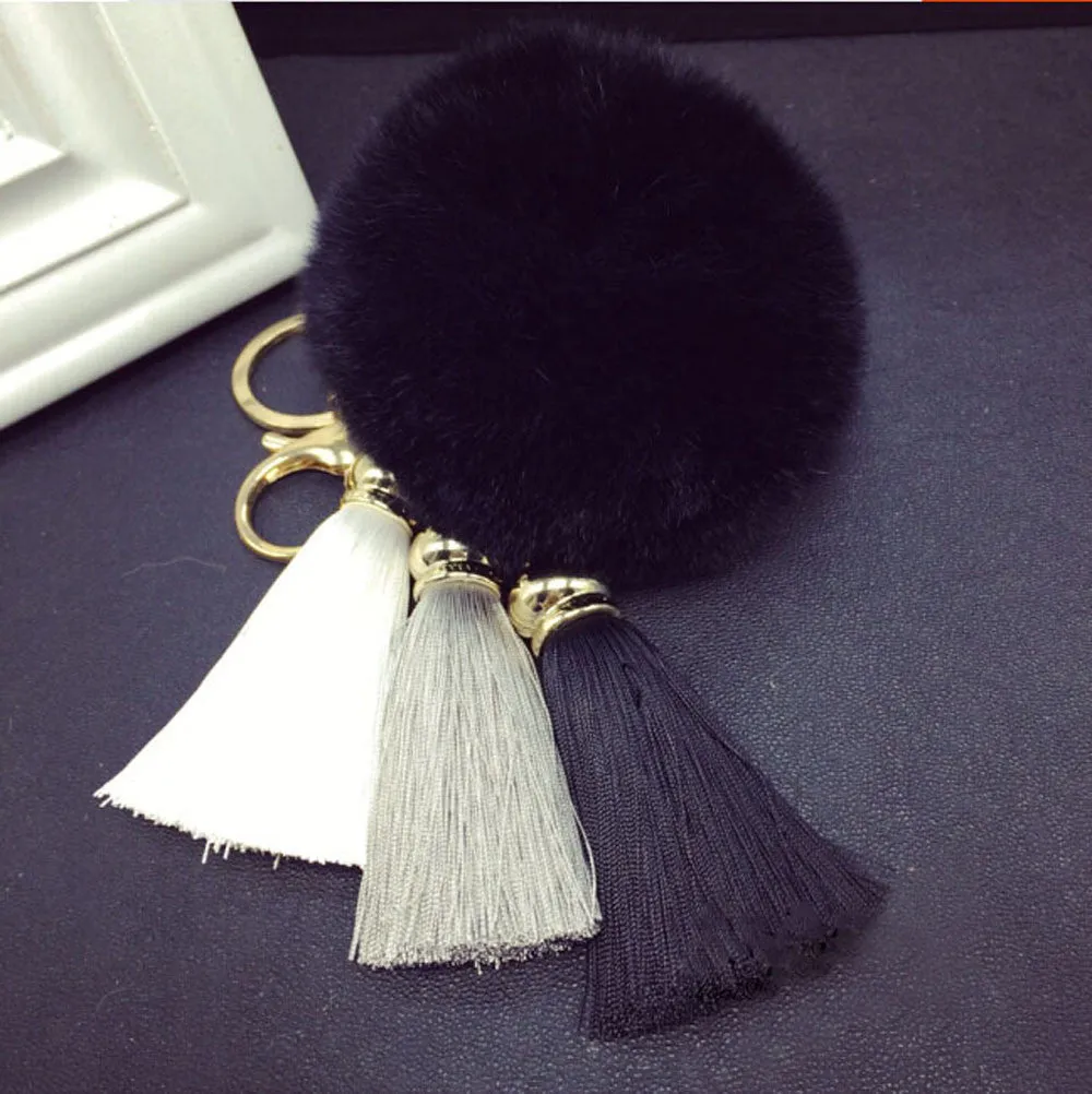 Fur Ball Imitate Rabbit Anime Keychain Fur Ball Tassel Car Keychain Handbag Key Ring Feida