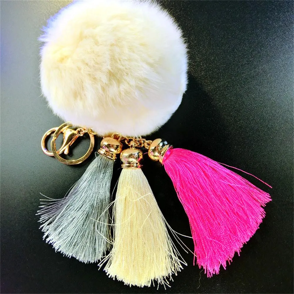 Fur Ball Imitate Rabbit Anime Keychain Fur Ball Tassel Car Keychain Handbag Key Ring Feida