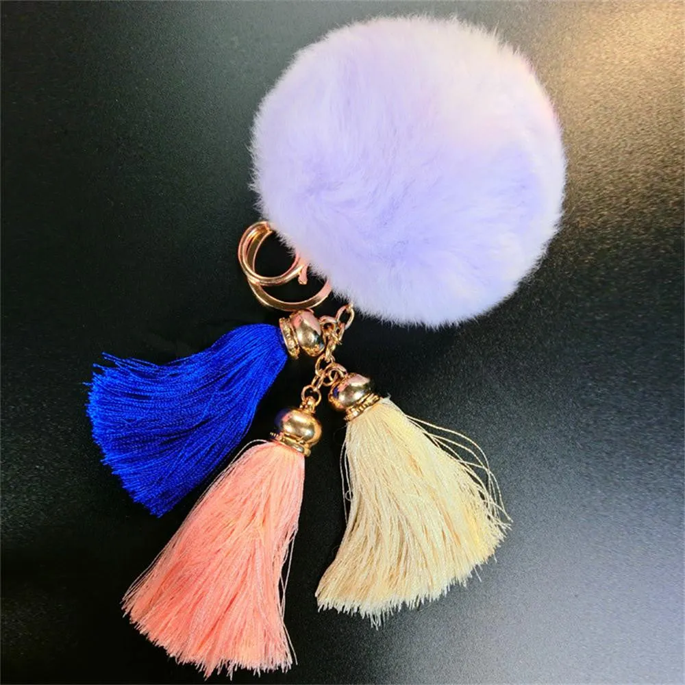 Fur Ball Imitate Rabbit Anime Keychain Fur Ball Tassel Car Keychain Handbag Key Ring Feida