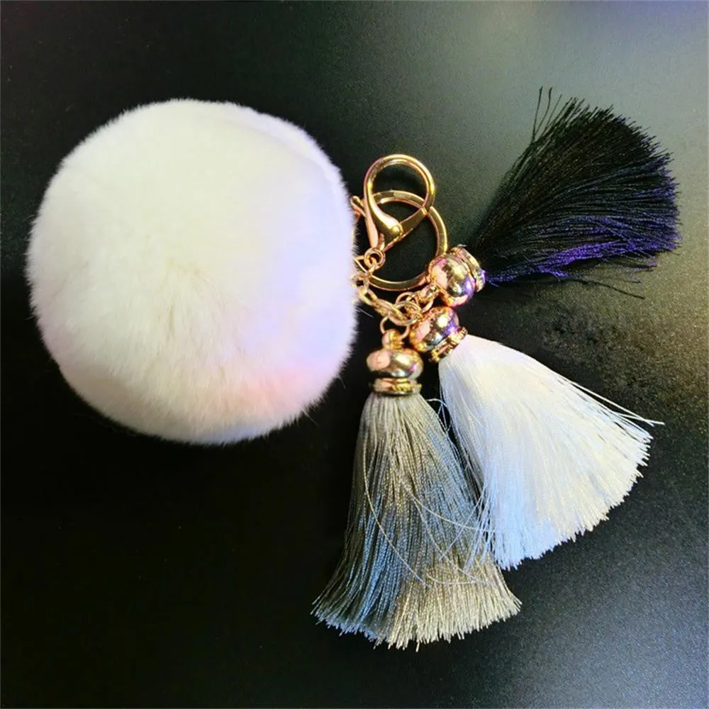 Fur Ball Imitate Rabbit Anime Keychain Fur Ball Tassel Car Keychain Handbag Key Ring Feida