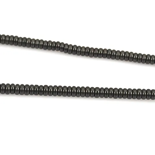 Gemstone Beads, Hematite, Synthetic, Non-Magnetic, Flat, Round, Gun Black, 4mm