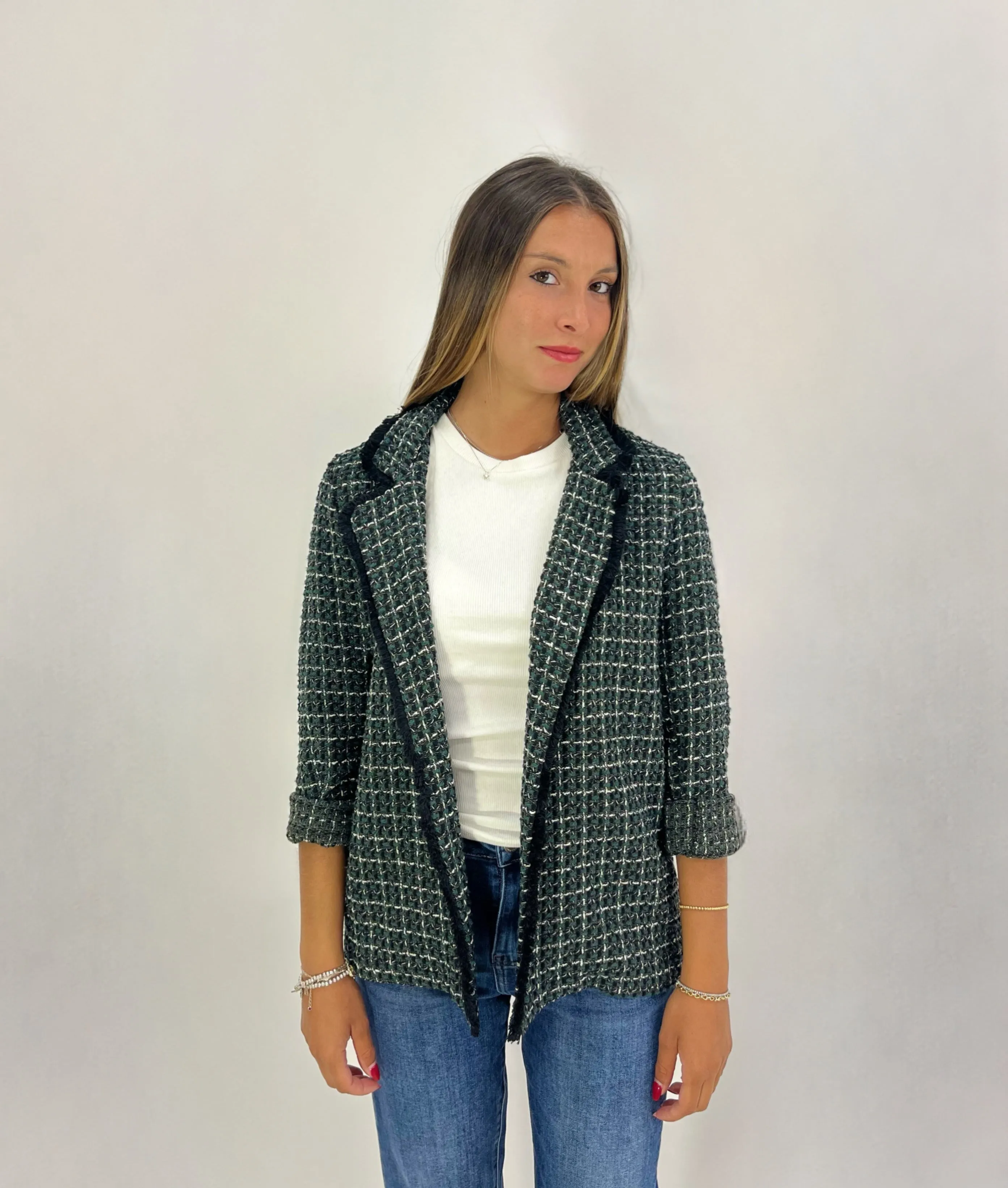 Giacca in tweed con colletto