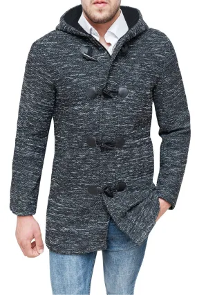 Giacca Montgomery uomo Sartoriale nero Cappotto Tweed primaverile autunnale